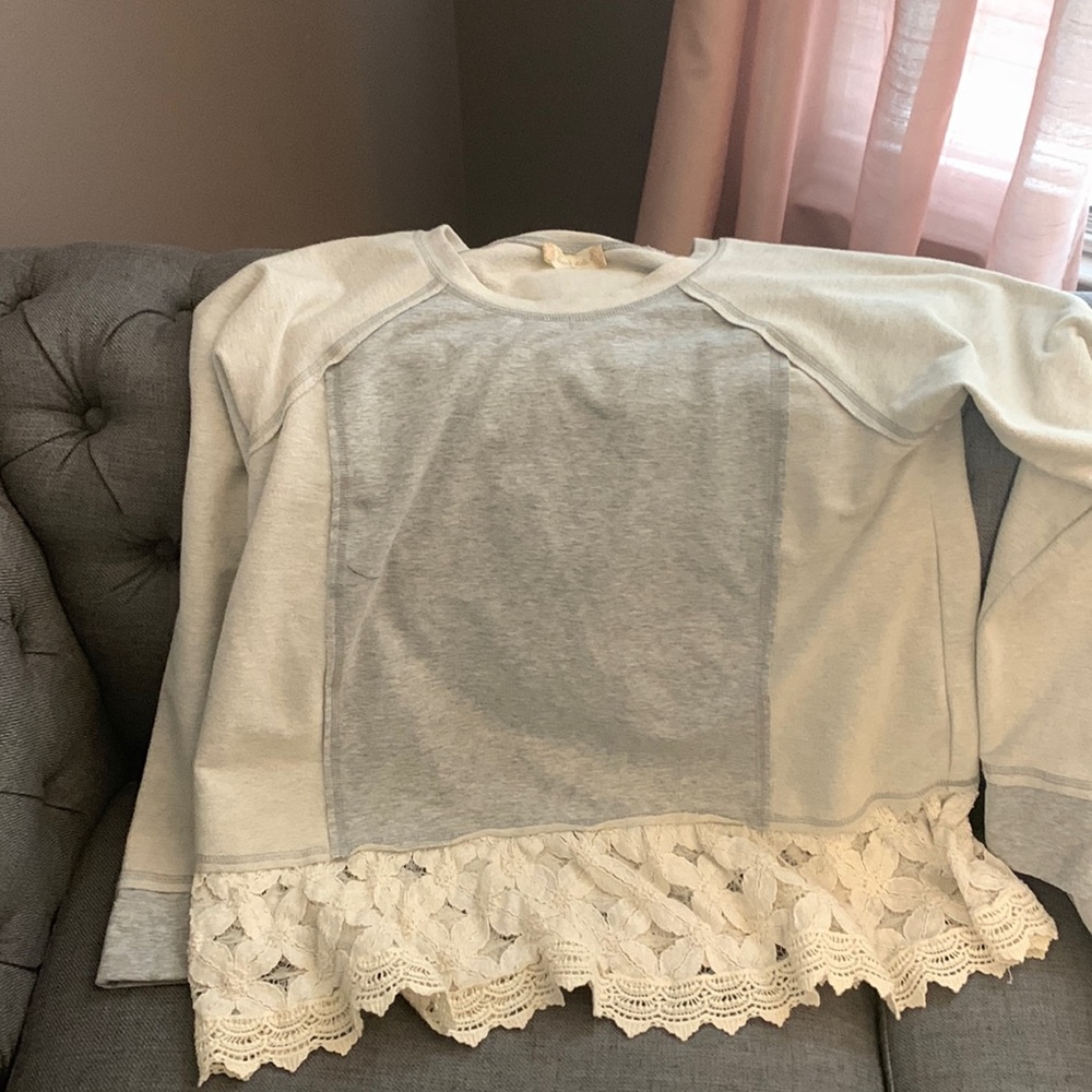Altard State Sweatshirt with Lace trim